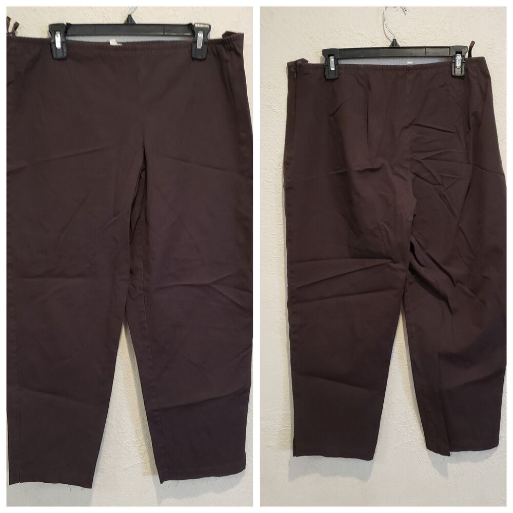Eileen Fisher Large Tan Light Brown Straight Leg Organic Cotton Cropped Pants